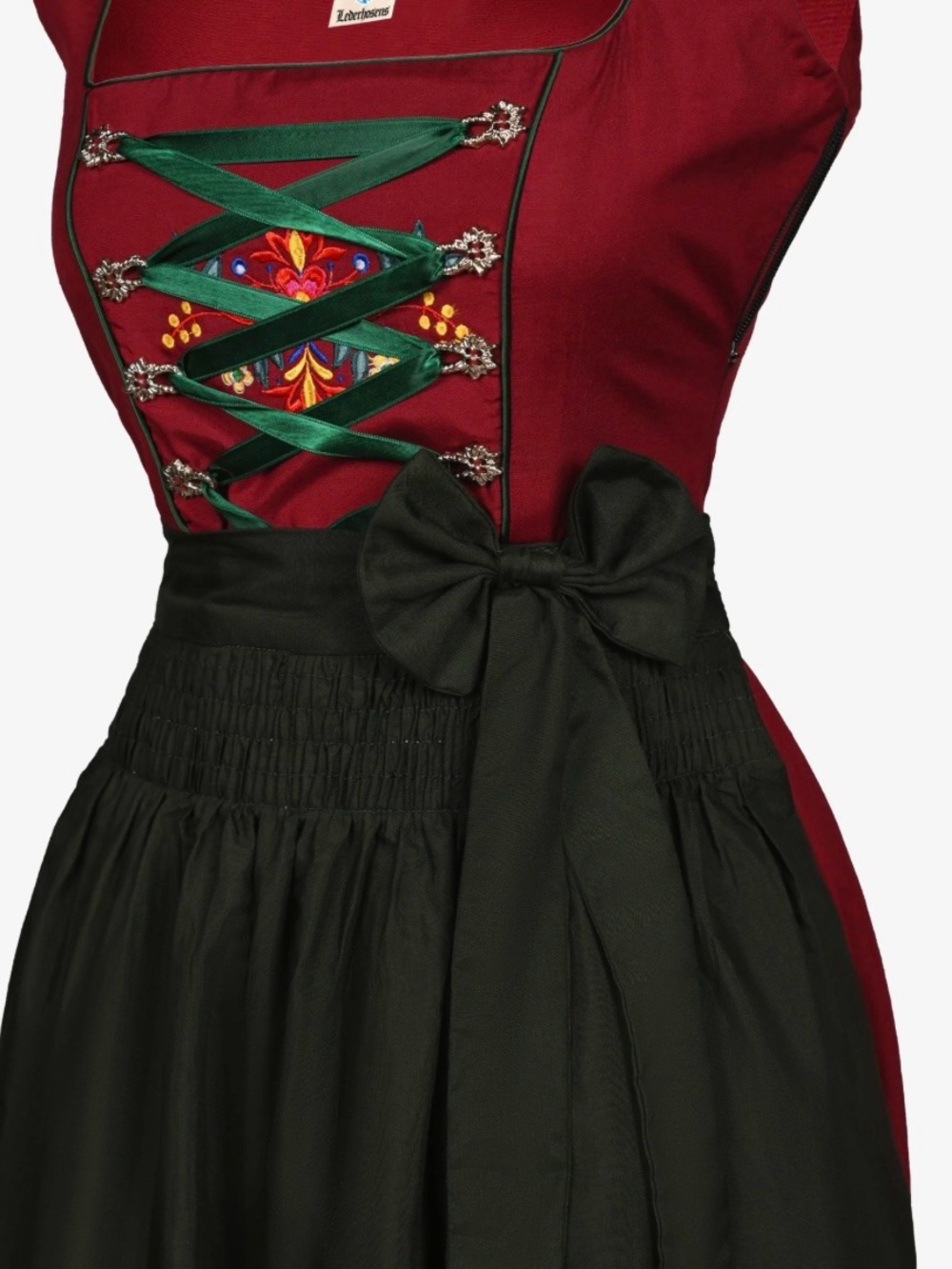 Classic Dirndl-Inspired Midi Dress with Black Apron